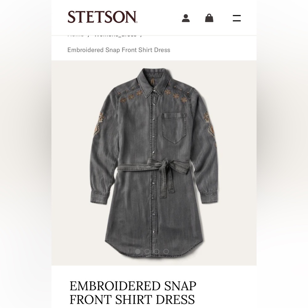 Stetson Embroidered Snap Front Jean Shirt Dress